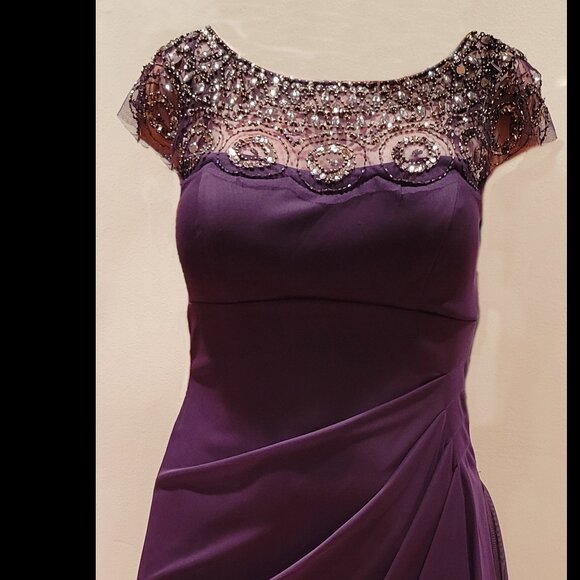 Women's XSCAPE plum colored beaded dress size 4 - Picture 1 of 10